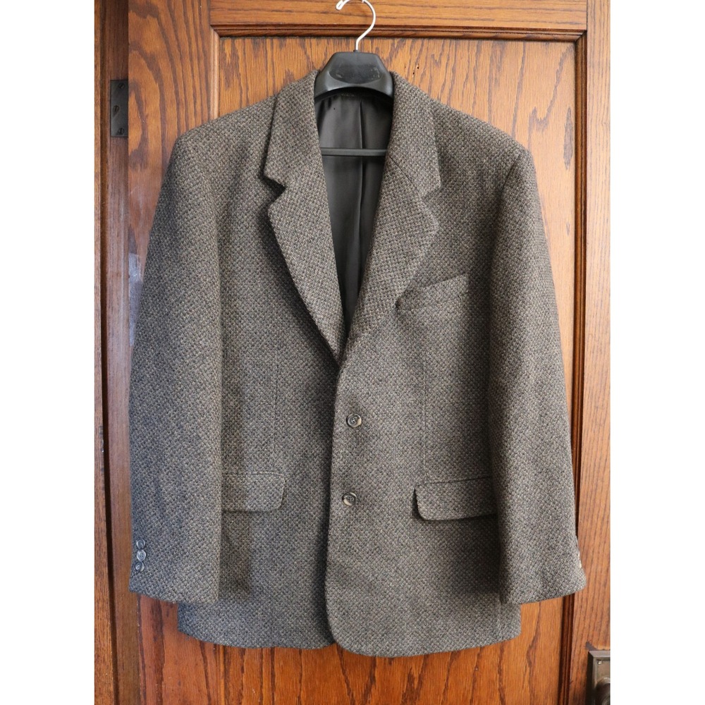 SYNERGY STUDIO MORGAN COOPER Sport Coat Men 44R Brown Tweed Wool Blen Blazer VTG